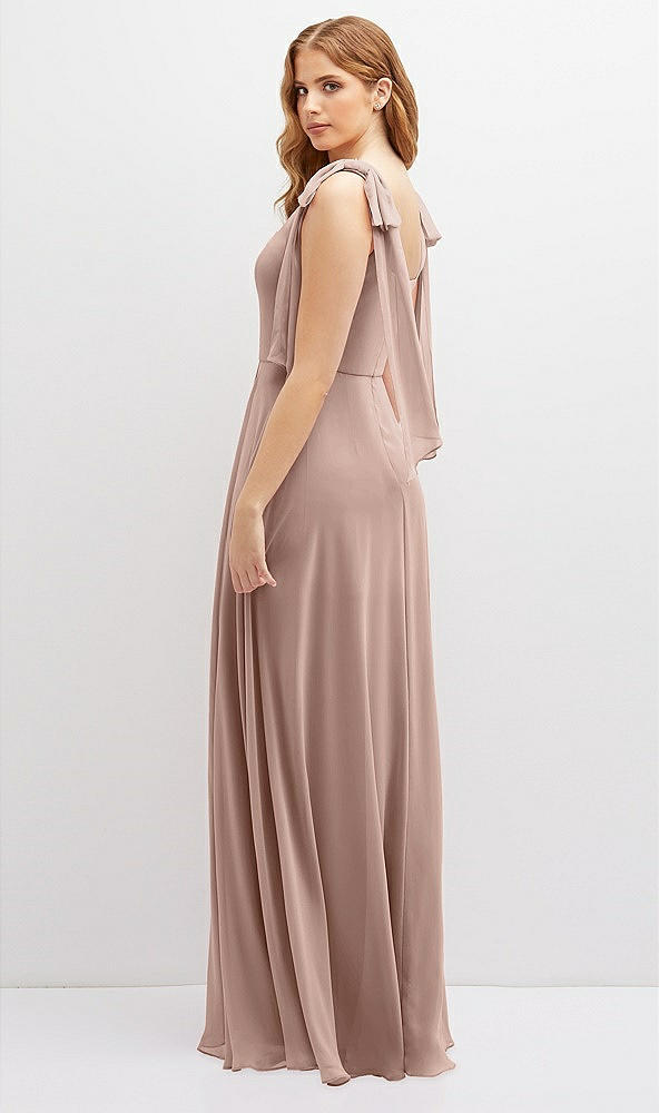 Back View - Neu Nude Bow Shoulder Square Neck Chiffon Maxi Dress