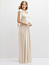 Side View Thumbnail - Oat Bow Shoulder Square Neck Chiffon Maxi Dress