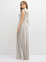 Rear View Thumbnail - Oyster Bow Shoulder Square Neck Chiffon Maxi Dress