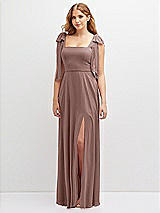 Front View Thumbnail - Sienna Bow Shoulder Square Neck Chiffon Maxi Dress