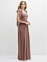 Side View Thumbnail - Sienna Bow Shoulder Square Neck Chiffon Maxi Dress