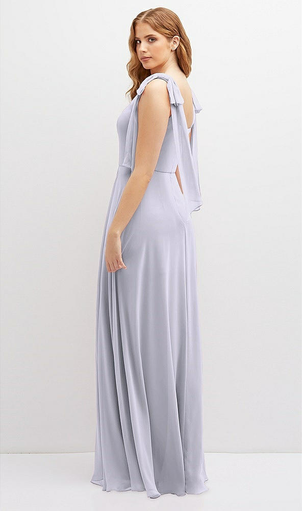 Back View - Silver Dove Bow Shoulder Square Neck Chiffon Maxi Dress