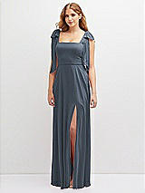 Front View Thumbnail - Silverstone Bow Shoulder Square Neck Chiffon Maxi Dress