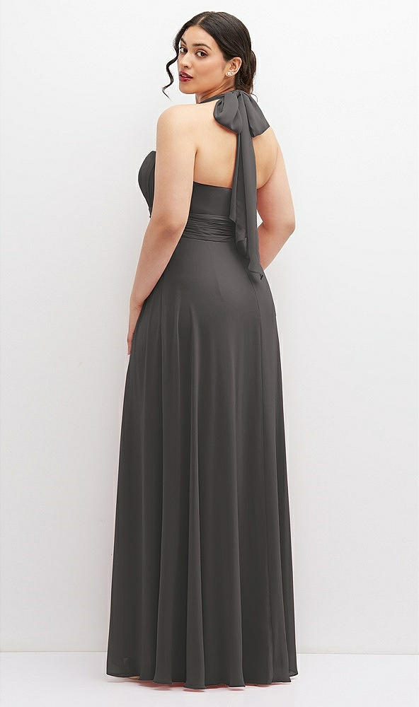 Back View - Caviar Gray Chiffon Convertible Maxi Dress with Multi-Way Tie Straps