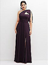 Alt View 1 Thumbnail - Aubergine Chiffon Convertible Maxi Dress with Multi-Way Tie Straps