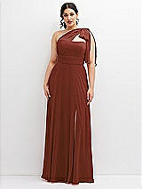 Alt View 1 Thumbnail - Auburn Moon Chiffon Convertible Maxi Dress with Multi-Way Tie Straps