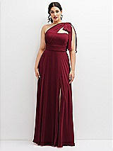 Alt View 1 Thumbnail - Burgundy Chiffon Convertible Maxi Dress with Multi-Way Tie Straps