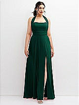 Front View Thumbnail - Hunter Green Chiffon Convertible Maxi Dress with Multi-Way Tie Straps