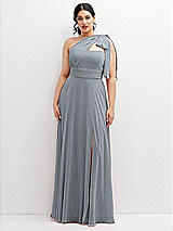 Alt View 1 Thumbnail - Platinum Chiffon Convertible Maxi Dress with Multi-Way Tie Straps