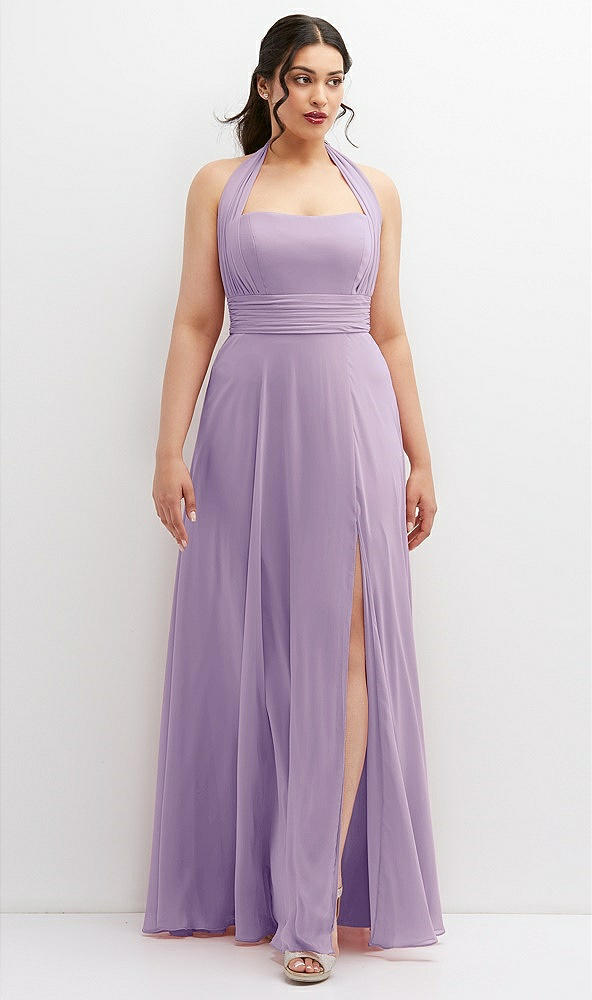 Front View - Pale Purple Chiffon Convertible Maxi Dress with Multi-Way Tie Straps