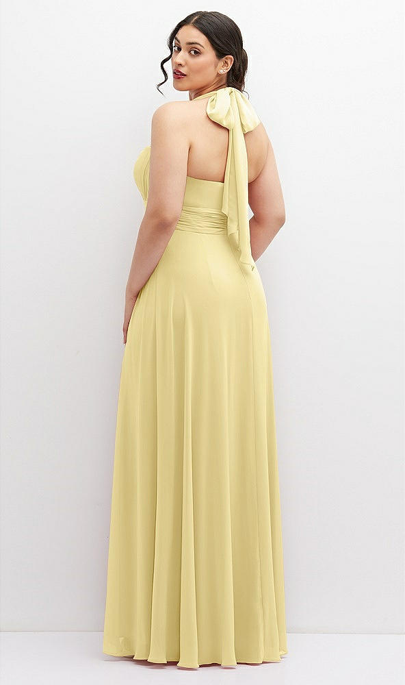 Back View - Pale Yellow Chiffon Convertible Maxi Dress with Multi-Way Tie Straps