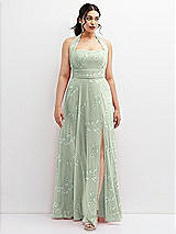 Front View Thumbnail - Vintage Primrose Sage Chiffon Convertible Maxi Dress with Multi-Way Tie Straps