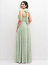 Rear View Thumbnail - Vintage Primrose Sage Chiffon Convertible Maxi Dress with Multi-Way Tie Straps