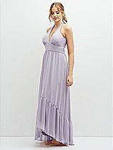 Side View Thumbnail - Moondance Chiffon Halter High-Low Dress with Deep Ruffle Hem