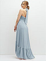 Rear View Thumbnail - Mist Chiffon Halter High-Low Dress with Deep Ruffle Hem