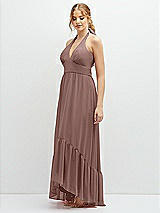 Side View Thumbnail - Sienna Chiffon Halter High-Low Dress with Deep Ruffle Hem