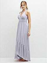 Side View Thumbnail - Silver Dove Chiffon Halter High-Low Dress with Deep Ruffle Hem