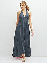 Front View Thumbnail - Silverstone Chiffon Halter High-Low Dress with Deep Ruffle Hem