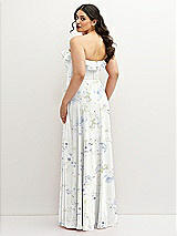 Rear View Thumbnail - Bleu Garden Tiered Ruffle Neck Strapless Maxi Dress with Front Slit