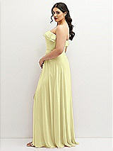 Side View Thumbnail - Butter Yellow Tiered Ruffle Neck Strapless Maxi Dress with Front Slit