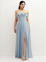 Front View Thumbnail - Mist Tiered Ruffle Neck Strapless Maxi Dress with Front Slit