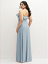 Rear View Thumbnail - Mist Tiered Ruffle Neck Strapless Maxi Dress with Front Slit