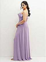 Side View Thumbnail - Pale Purple Tiered Ruffle Neck Strapless Maxi Dress with Front Slit