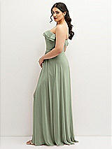 Side View Thumbnail - Sage Tiered Ruffle Neck Strapless Maxi Dress with Front Slit