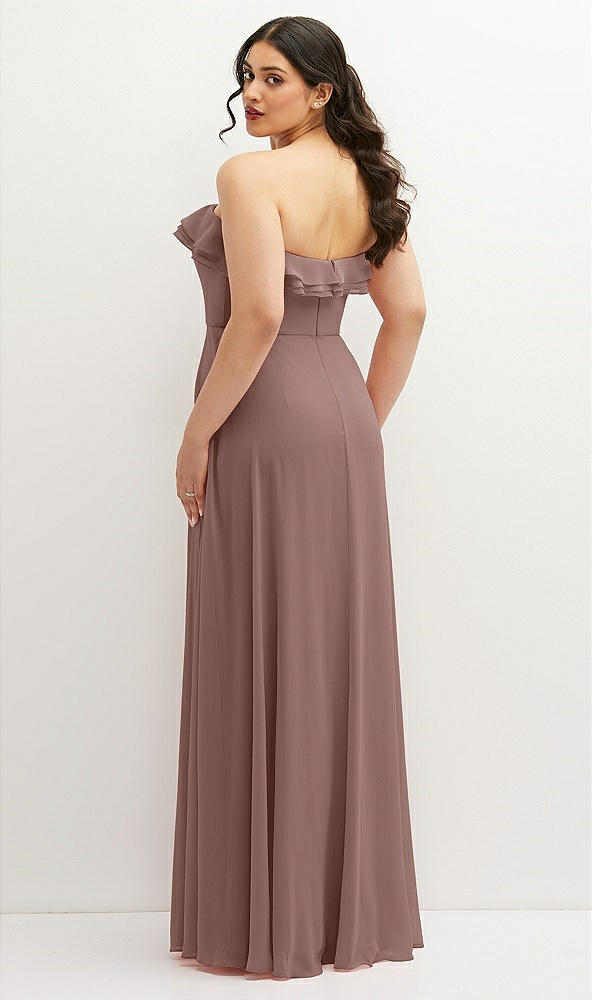 Back View - Sienna Tiered Ruffle Neck Strapless Maxi Dress with Front Slit