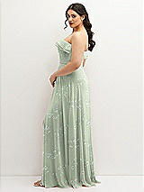 Side View Thumbnail - Vintage Primrose Sage Tiered Ruffle Neck Strapless Maxi Dress with Front Slit