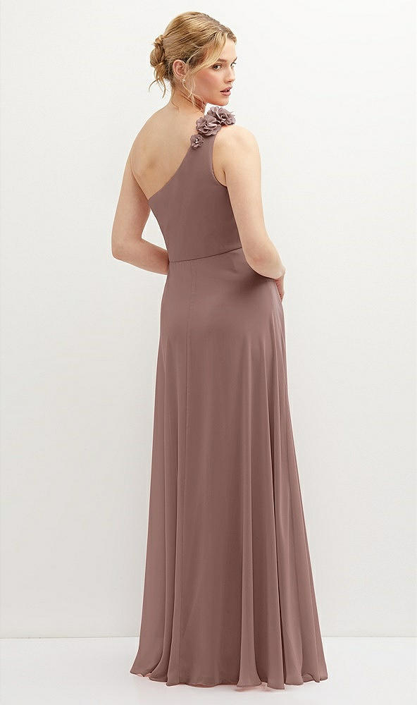 Back View - Sienna Handworked Flower Trimmed One-Shoulder Chiffon Maxi Dress