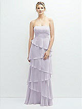 Front View Thumbnail - Moondance Strapless Asymmetrical Tiered Ruffle Chiffon Maxi Dress