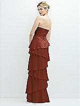 Rear View Thumbnail - Auburn Moon Strapless Asymmetrical Tiered Ruffle Chiffon Maxi Dress