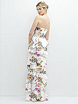 Rear View Thumbnail - Butterfly Botanica Ivory Strapless Asymmetrical Tiered Ruffle Chiffon Maxi Dress