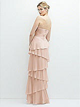 Rear View Thumbnail - Cameo Strapless Asymmetrical Tiered Ruffle Chiffon Maxi Dress