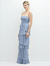 Side View Thumbnail - Cloudy Strapless Asymmetrical Tiered Ruffle Chiffon Maxi Dress