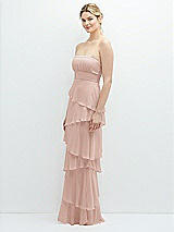 Side View Thumbnail - Toasted Sugar Strapless Asymmetrical Tiered Ruffle Chiffon Maxi Dress