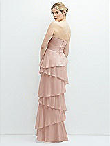 Rear View Thumbnail - Toasted Sugar Strapless Asymmetrical Tiered Ruffle Chiffon Maxi Dress