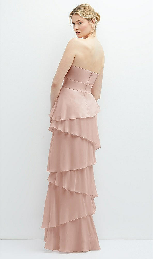 Back View - Toasted Sugar Strapless Asymmetrical Tiered Ruffle Chiffon Maxi Dress