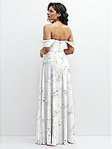 Rear View Thumbnail - Bleu Garden Chiffon Corset Maxi Dress with Removable Off-the-Shoulder Swags