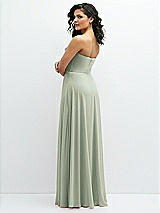 Alt View 3 Thumbnail - Celadon Chiffon Corset Maxi Dress with Removable Off-the-Shoulder Swags