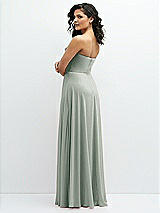 Alt View 3 Thumbnail - Willow Green Chiffon Corset Maxi Dress with Removable Off-the-Shoulder Swags