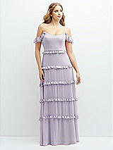 Alt View 1 Thumbnail - Moondance Tiered Chiffon Maxi A-line Dress with Convertible Ruffle Straps