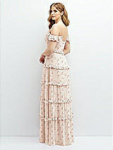 Alt View 3 Thumbnail - Coquette Floral Print Tiered Chiffon Maxi A-line Dress with Convertible Ruffle Straps