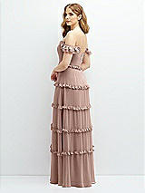 Alt View 3 Thumbnail - Neu Nude Tiered Chiffon Maxi A-line Dress with Convertible Ruffle Straps