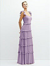 Side View Thumbnail - Pale Purple Tiered Chiffon Maxi A-line Dress with Convertible Ruffle Straps