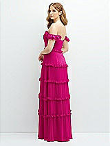 Alt View 3 Thumbnail - Think Pink Tiered Chiffon Maxi A-line Dress with Convertible Ruffle Straps