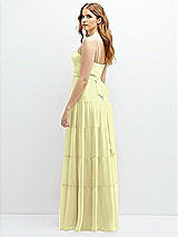 Rear View Thumbnail - Butter Yellow Modern Regency Chiffon Tiered Maxi Dress with Tie-Back