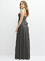 Rear View Thumbnail - Caviar Gray Modern Regency Chiffon Tiered Maxi Dress with Tie-Back