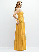 Side View Thumbnail - NYC Yellow Modern Regency Chiffon Tiered Maxi Dress with Tie-Back